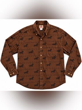 Vintage Barn Fly Brown Patterned Button-Up Made in USA size M